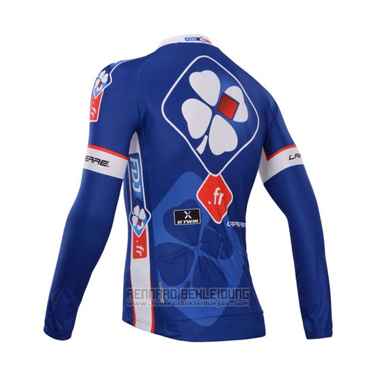 2014 Fahrradbekleidung FDJ Blau Trikot Langarm und Tragerhose